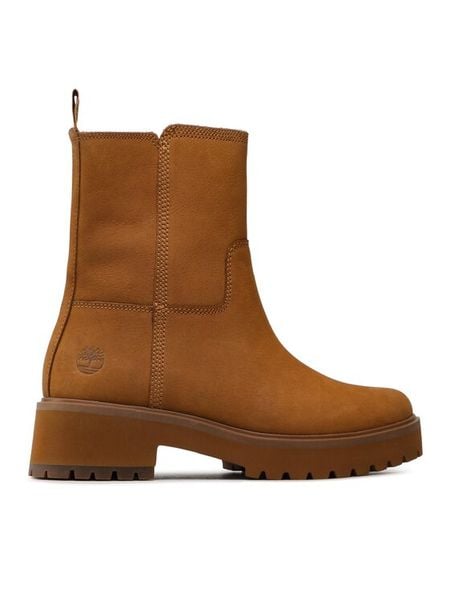 Timberland Botki Carnaby Cool Wrm Pull On Wr TB0A5VR8231 Brązowy. Brązowe botki damskie Timberland, bez wzorów, z nubiku, bez obcasa, na płaskiej podeszwie, bez zapięcia. Za 662.99 zł.