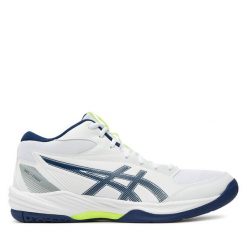 Buty halowe Asics. Białe buty sportowe męskie Asics, bez wzorów, bez zapięcia. Za 329.99 zł.