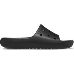 Klapki Crocs Model Classic Slide V2 Kolor Czarny. Czarne klapki damskie Crocs, na lato, bez wzorów, z gumy, z otwartym noskiem, bez obcasa, bez zapięcia. Za 111.99 zł.