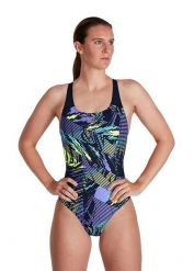 Strój Kąpielowy Speedo Powerback – Granatowo-żółty – Rozmiar 28. Czarne stroje kąpielowe damskie Speedo, bez wzorów, z materiału. Za 223.74 zł.