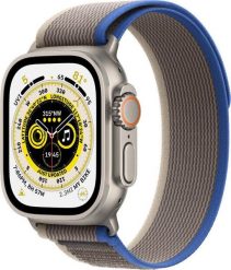 Smartwatch Apple Watch Ultra GPS + Cellular 49mm Titanium Case Trail Loop Small/Medium Szaro-niebieski (MNHL3WB/A). Niebieskie zegarki smartwatch Apple, bez wzorów. Za 4,745.81 zł.