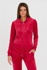 JUICY COUTURE Czerwona damska bluza Robertson, Rozmiar M. Czerwone bluzy damskie Juicy Couture, m, bez wzorów, bez ramiączek, z kapturem. W wyprzedaży za 299.99 zł.
