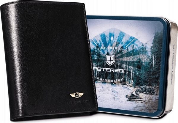 Peterson Duży, skórzany portfel męski bez zapięcia zewnętrznego Peterson NoSize. Portfele męskie Peterson, bez wzorów. Za 119.00 zł.