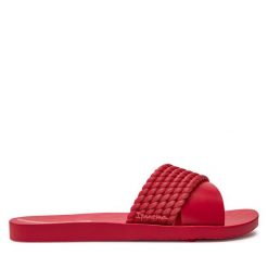 Klapki Ipanema. Czerwone klapki damskie Ipanema, bez wzorów, bez obcasa, bez zapięcia. Za 69.99 zł.