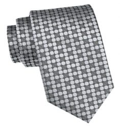 Męski Krawat - Angelo di Monti - Srebrny w Gęste Grochy. Szare krawaty i muchy Angelo di Monti, bez wzorów, z tkaniny, eleganckie. Za 45.00 zł.