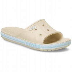 Klapki Dla Dorosłych Crocs Bayaband Slide. Białe klapki męskie Crocs, bez wzorów, z materiału, bez zapięcia. Za 119.99 zł.