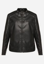 Czarna Kurtka Ramoneska w Motocyklowym Stylu ze Stójką i Kieszeniami Zinmina. Czarne kurtki męskie Born2be, m, bez wzorów, z jeansu, wizytowe, bez kaptura. Za 79.99 zł.