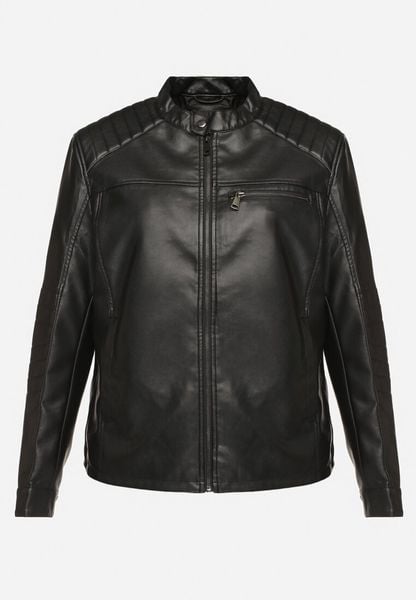 Czarna Kurtka Ramoneska w Motocyklowym Stylu ze Stójką i Kieszeniami Zinmina. Czarne kurtki męskie Born2be, m, bez wzorów, z jeansu, wizytowe, bez kaptura. Za 79.99 zł.