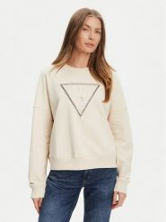 Guess Bluza W5YQ04 KC8I0 Beżowy Regular Fit. Brązowe bluzy damskie Guess, s, z aplikacjami, z bawełny, bez ramiączek, bez kaptura. Za 299.99 zł.