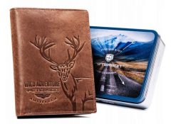 Portfel skórzany Peterson PTN N4-BE-DEER j. brązowy. Brązowe portfele męskie Peterson, bez wzorów, ze skóry. Za 85.99 zł.