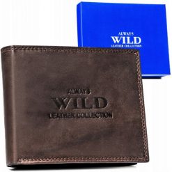 Portfel skórzany Always Wild AW-N992-MAL c. brązowy. Brązowe portfele męskie Always Wild, bez wzorów, ze skóry. Za 45.00 zł.