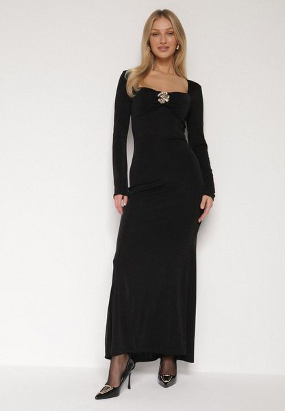 Czarna Sukienka Koktajlowa z Biżuteryjną Aplikacją i Długim Rękawem Idivianne. Czarne sukienki damskie Born2be, m, z aplikacjami, klasyczne, bez kołnierzyka, bez ramiączek, maxi, dopasowane. Za 159.99 zł.