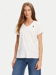 U.S. Polo Assn. T-Shirt WUP0635 Biały Classic Fit. Białe t-shirty damskie U.S. Polo Assn., s, bez wzorów, z bawełny, bez kołnierzyka, bez ramiączek. Za 99.99 zł.