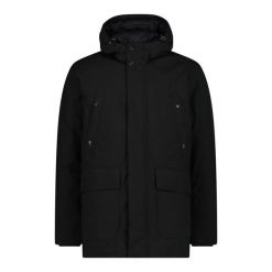 Długa kurtka narciarska z kapturem CMP. Czarne kurtki sportowe męskie CMP, bez wzorów, z kapturem, narciarskie. Za 669.00 zł.