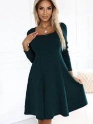 Sukienka Model Ivana 574-1 Bottle Green - Numoco. Zielone sukienki damskie Numoco, na co dzień, l, bez wzorów, z dzianiny, bez kołnierzyka, plus size, bez ramiączek, proste. Za 274.07 zł.