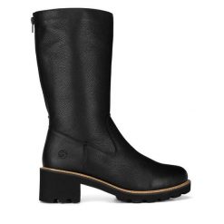 Kozaki Remonte. Czarne kozaki damskie Remonte, bez wzorów, bez obcasa, na słupku, bez zapięcia. Za 399.00 zł.