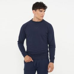 Unisex bluza bawełniana F GORN granatowa. Niebieskie bluzy męskie Legea, bez wzorów, z bawełny, sportowe, bez ramiączek, bez kaptura. Za 84.00 zł.