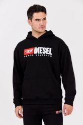 DIESEL Czarna męska bluza z kapturem S-BOXT-HOOD-DIV. Czarne bluzy męskie Diesel, l, bez wzorów, z bawełny, z kapturem. W wyprzedaży za 619.99 zł.