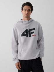 4F Bluza dresowa regular z kapturem męska - szara XL. Szare bluzy męskie 4F, m, bez wzorów, z dresówki, klasyczne, bez ramiączek, z kapturem. Za 189.99 zł.