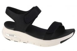 Buty Kobieta Skechers Arch Fit Touristy czarny. Czarne obuwie trekkingowe damskie Skechers, z materiału, bez zapięcia. Za 249.99 zł.