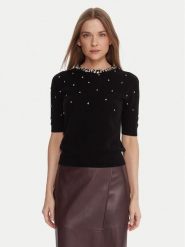 KAOS Sweter RI1KT021 Czarny Regular Fit. Czarne swetry nierozpinane damskie KAOS, xl, bez wzorów, z wełny, bez kołnierzyka, bez ramiączek. Za 679.99 zł.