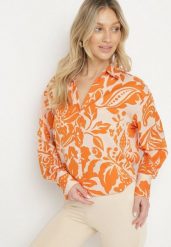 Pomarańczowa Koszula o Luźnym Fasonie w Kwiatowy Wzór Edala. Brązowe koszule damskie Born2be, l, bez wzorów, bez kołnierzyka, bez ramiączek. Za 39.99 zł.