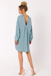 Sukienka koszulowa z dekoltem V na plecach niebieska. Niebieskie sukienki damskie MOE, na co dzień, m, bez wzorów, bez kołnierzyka, bez ramiączek, koszulowe. Za 279.00 zł.