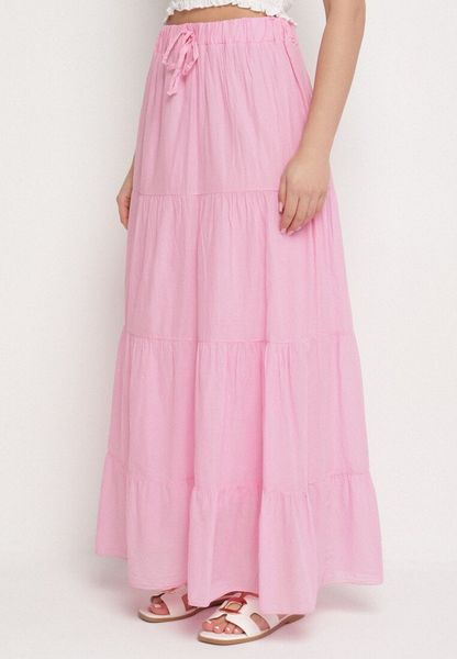 Różowa Bawełniana Spódnica o Rozkloszowanym Kroju z Gumką i Wiązaniem w Talii Milianna. Czerwone spódnice damskie Born2be, na co dzień, bez wzorów, z bawełny, eleganckie, maxi, dopasowane. Za 109.99 zł.