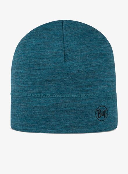 Czapka trekkingowa Merino Lightweight Beanie. Niebieskie czapki damskie Buff, bez wzorów, z dzianiny, sportowe. Za 107.79 zł.
