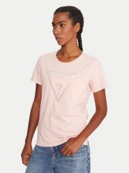 Guess T-Shirt W5BI18 I3Z14 Różowy Regular Fit. Czerwone t-shirty damskie Guess, m, z aplikacjami, z bawełny, bez kołnierzyka, bez ramiączek. Za 169.99 zł.