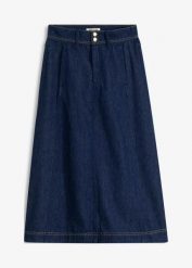 Spódnica dżinsowa midi. Niebieskie spódnice damskie bonprix, bez wzorów, midi. Za 142.99 zł.
