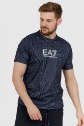 EA7 Funkcyjny t-shirt męski Ventus 7. Niebieskie t-shirty męskie EA7 Emporio Armani, l, z aplikacjami, bez kołnierzyka, bez ramiączek. W wyprzedaży za 249.99 zł.
