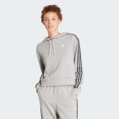 Bluza z kapturem Essentials 3-Stripes Animal Print Relaxed. Szare bluzy damskie Adidas, m, bez wzorów, sportowe, bez ramiączek, z kapturem. W wyprzedaży za 231.50 zł.