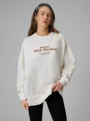 4F Bluza dresowa oversize bez kaptura damska - biała S. Białe bluzy damskie 4F, s, bez wzorów, z dresówki, bez ramiączek, bez kaptura. Za 159.99 zł.