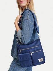 Guess Jeans Torebka CWBEO-GUESS-B-004-10 Granatowy. Niebieskie listonoszki damskie Guess Jeans, z aplikacjami, z jeansu, bez dodatków. Za 179.99 zł.