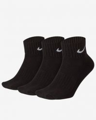 Skarpety unisex Nike 3PPK VALUE COTTON QUARTER. Czarne skarpetki damskie Nike, bez wzorów, z bawełny. Za 54.99 zł.