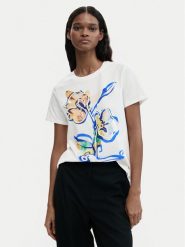 Desigual T-Shirt Zurich 26SWTK38 Biały Regular Fit. Białe t-shirty damskie Desigual, l, bez wzorów, z bawełny, bez kołnierzyka, bez ramiączek. Za 269.99 zł.