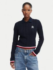 Tommy Jeans Sweter DW0DW22933 Granatowy Regular Fit. Niebieskie swetry nierozpinane damskie Tommy Jeans, xl, bez wzorów, z bawełny, bez kołnierzyka, bez ramiączek. Za 409.99 zł.
