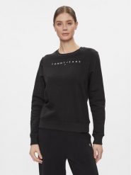 Tommy Jeans Bluza Linear DW0DW17323 Czarny Regular Fit. Czarne bluzy damskie Tommy Jeans, s, bez wzorów, z bawełny, bez ramiączek, bez kaptura. Za 299.99 zł.