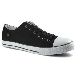 Czarne Trampki Big Star Męskie Wygodne Tenisówki. Czarne trampki męskie BIG STAR, bez wzorów, z materiału, retro, bez zapięcia. Za 99.99 zł.