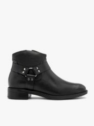 Czarne botki biker boots. Czarne botki damskie Brawo sp. z o.o., bez wzorów, ze skóry, za kostkę, bez obcasa, na obcasie, bez zapięcia. Za 479.99 zł.