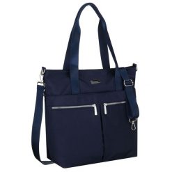 Granatowa, jednokomorowa shopperka damska z poliestru wyposażona w dopinany, regulowany pasek Peterson PTN CTY-19. Shopperki damskie Peterson, bez wzorów, bez dodatków. Za 89.99 zł.