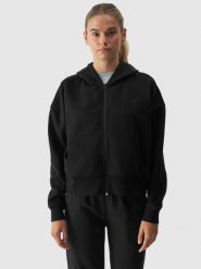4F Bluza dresowa rozpinana z kapturem damska - czarna XL. Czarne bluzy damskie 4F, xl, bez wzorów, z bawełny, sportowe, bez ramiączek, z kapturem. Za 59.99 zł.