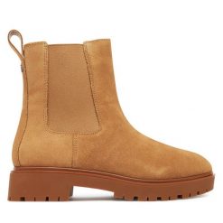 Sztyblety LAUREN RALPH LAUREN. Brązowe botki damskie Lauren Ralph Lauren, bez wzorów, bez obcasa, bez zapięcia. Za 839.99 zł.