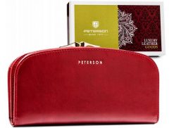 Portfel skórzany Peterson PTN 42123-SG czerwony. Czerwone portfele damskie Peterson, ze skóry. Za 147.99 zł.
