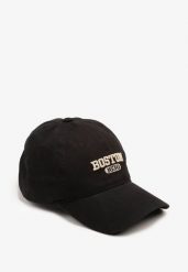 Czarna Czapka Bawełniana z Daszkiem i Haftowanym Napisem Volaya. Czarne czapki damskie Born2be, bez wzorów, z bawełny. Za 34.99 zł.