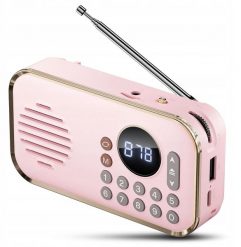 GŁOŚNIK PRZENOŚNY BEZPRZEWODOWY BLUETOOTH RADIO FM USB AUX MP3 RÓŻOWY. Czerwone głośniki przenośne AMT. Za 136.15 zł.