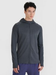 4F Bluza do biegania w terenie szybkoschnąca męska - szara S/M. Szare bluzy sportowe męskie 4F, m, bez wzorów, z dzianiny, z kapturem, do biegania. W wyprzedaży za 149.99 zł.
