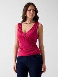 Marciano Guess Top G6GP11 K3617 Różowy Slim Fit. Czerwone topy damskie Marciano Guess, xxs, z aplikacjami, z wiskozy, bez kołnierzyka, bez ramiączek. Za 420.99 zł.