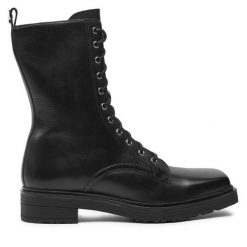 Trzewiki Patrizia Pepe. Czarne botki damskie Patrizia Pepe, bez wzorów, bez obcasa, na płaskiej podeszwie, bez zapięcia. Za 979.99 zł.